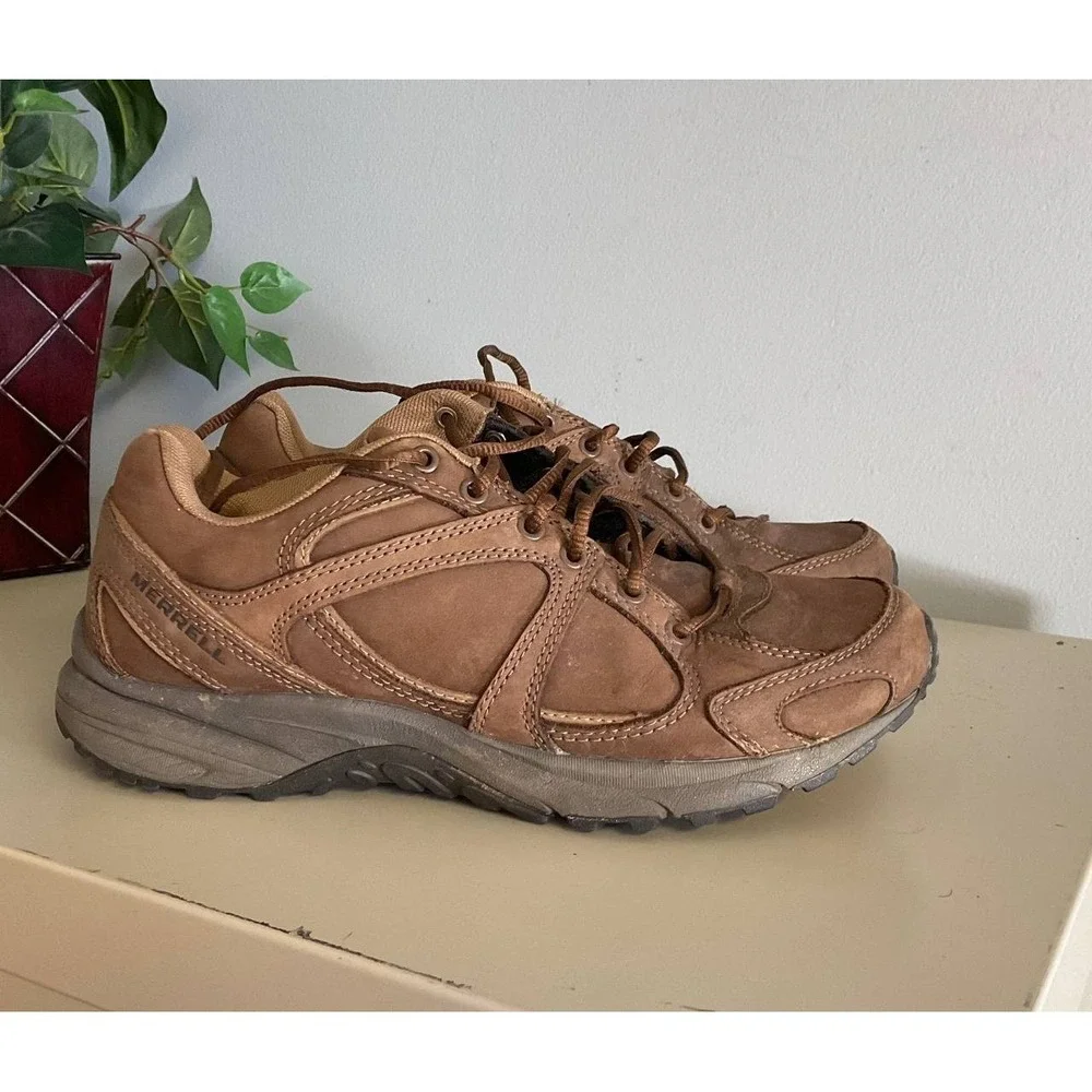 Merrell Meridian Hiking Shoes Mens Size 8 Dark‎ Earth Leather J16261 Outdoor